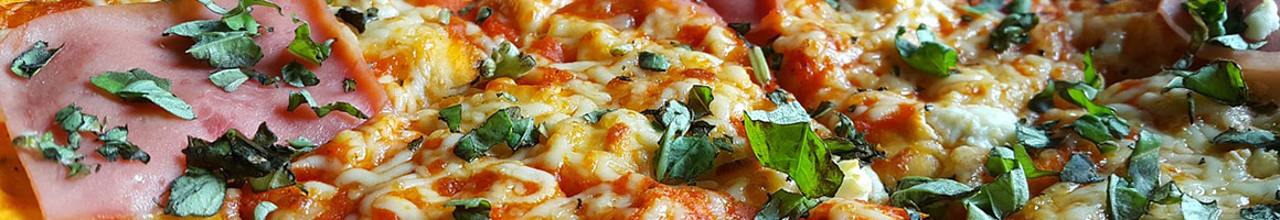 Eating Pizza at Bacci's North End Pizzeria restaurant in Saugus, MA.